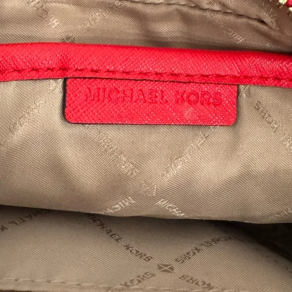 MICHAEL KORS Women’s Crossbody Bag Red Multi Canvas Leather Trim AUTHENTIC - Picture 13 of 13
